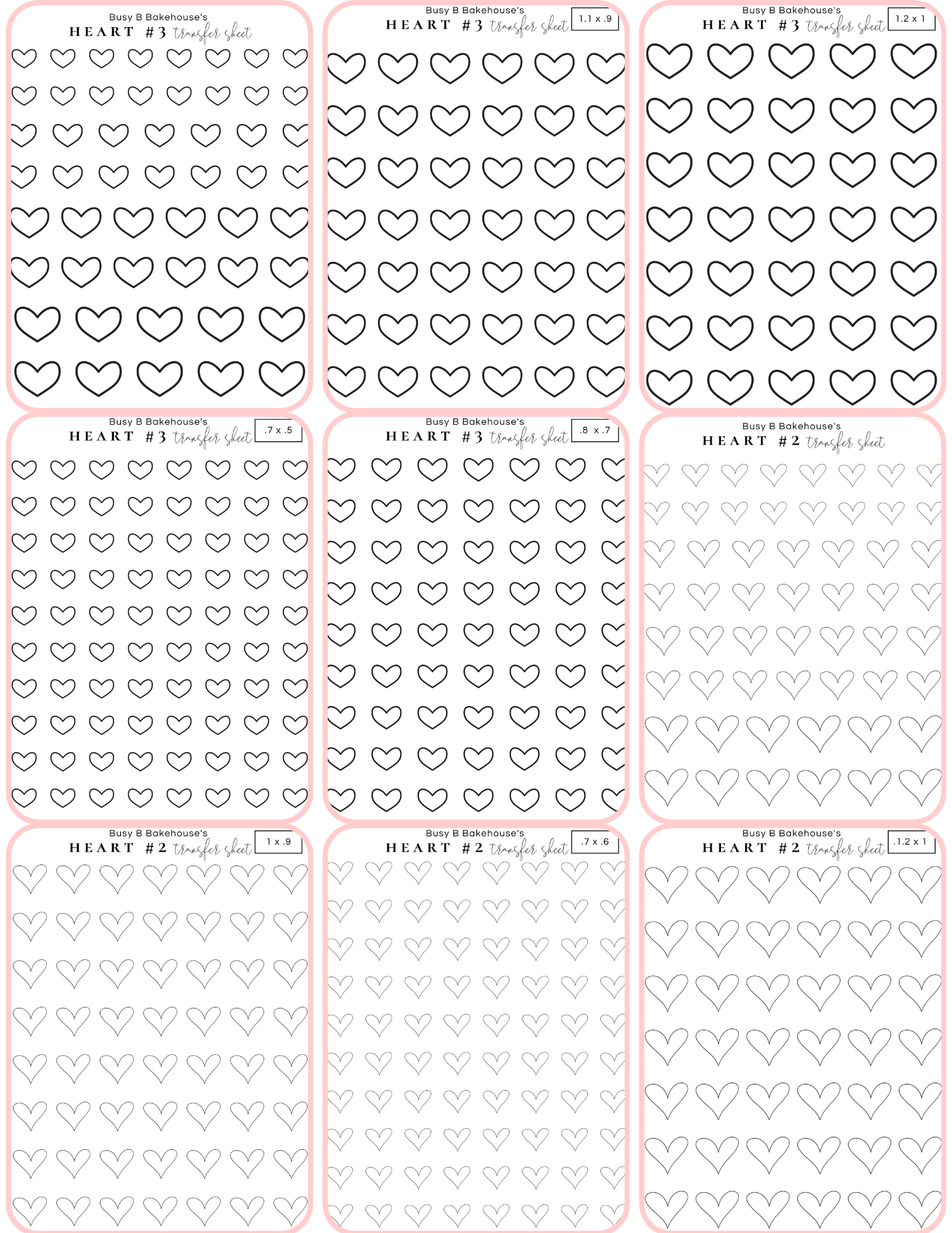 Chocolate Transfer Sheet: Hearts. 17 sheets per pack. 